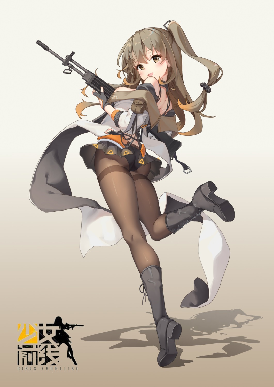 ass, girls_frontline, gun, heels, k-2_(girls_frontline), pantsu, pantyhose, skirt_lift