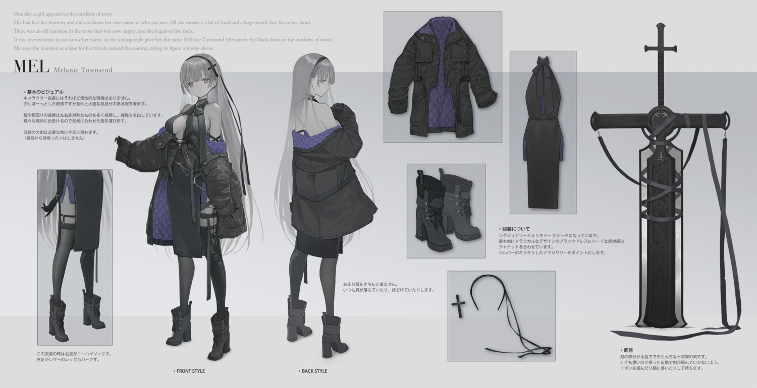 character_design, cinkai, garter, heels, no_bra, open_shirt, stockings, thighhighs