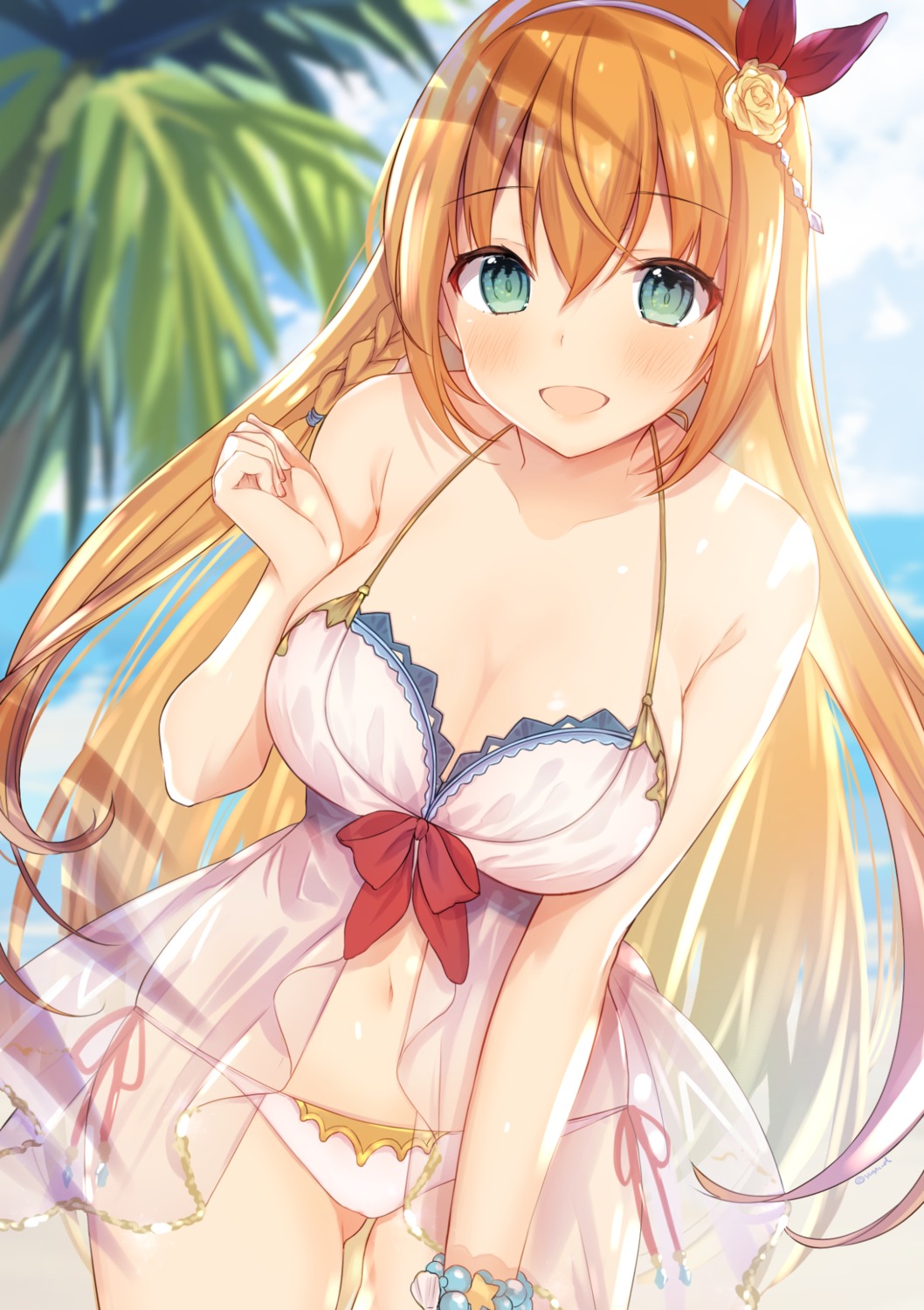 bikini, cleavage, pecorine, princess_connect!, princess_connect!_re:dive, see_through, swimsuits, yu_yu