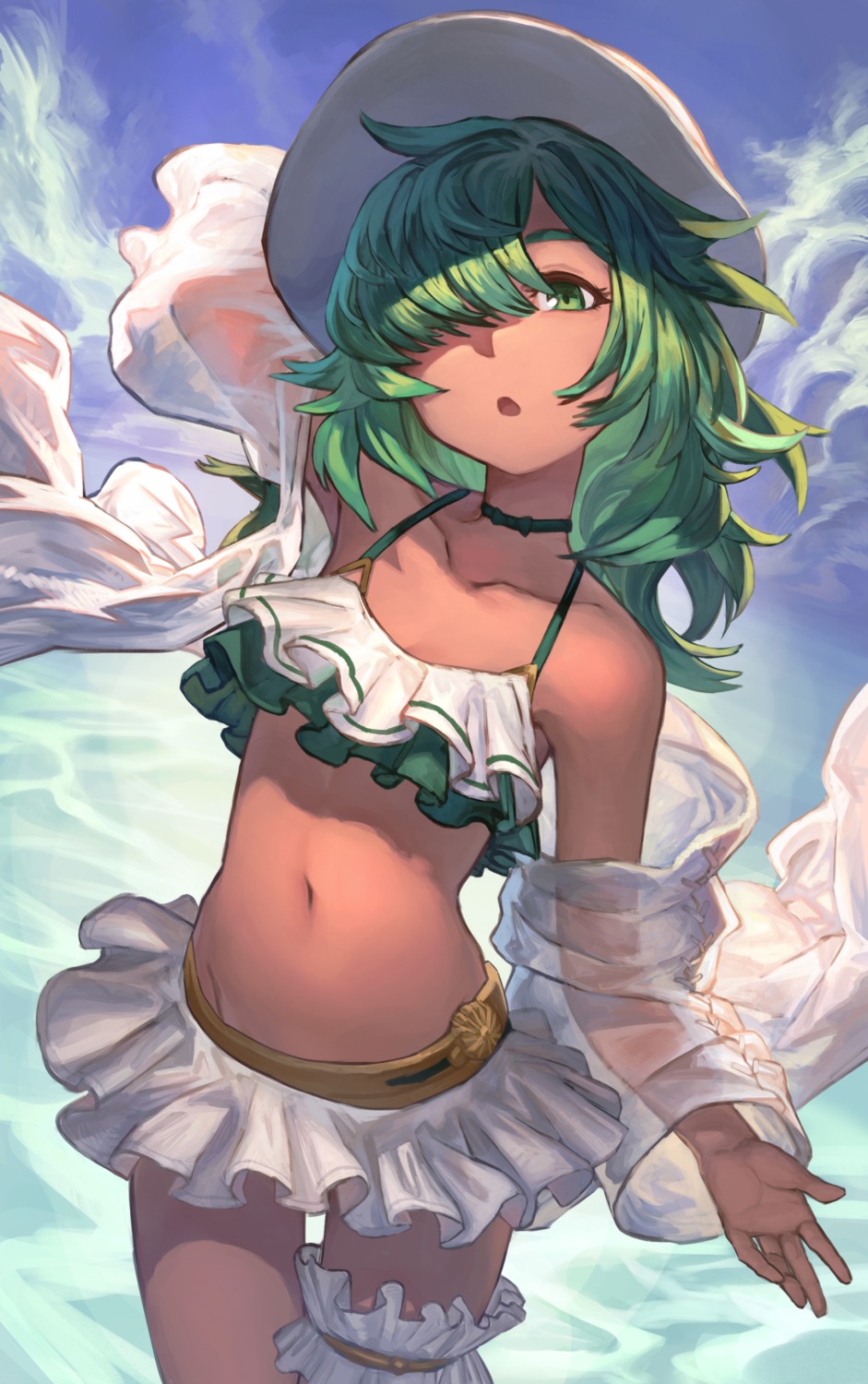 bikini, garter, konoike_(pepe_expect), open_shirt, see_through, swimsuits