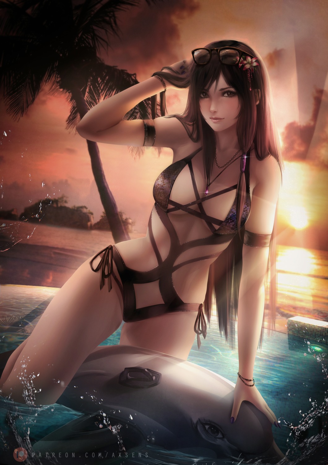 axsens, dead_or_alive, kokoro, megane, swimsuits, wet