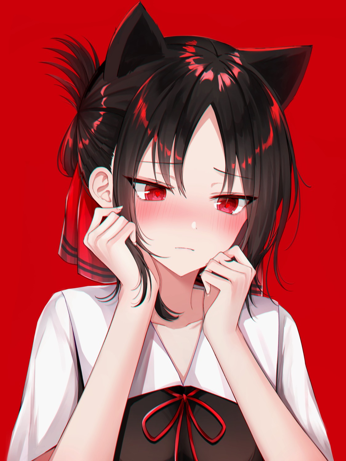 49_(yonkyuu), animal_ears, kaguya-sama_wa_kokurasetai_~tensai-tachi_no_renai_zunousen~, nekomimi, seifuku, shinomiya_kaguya