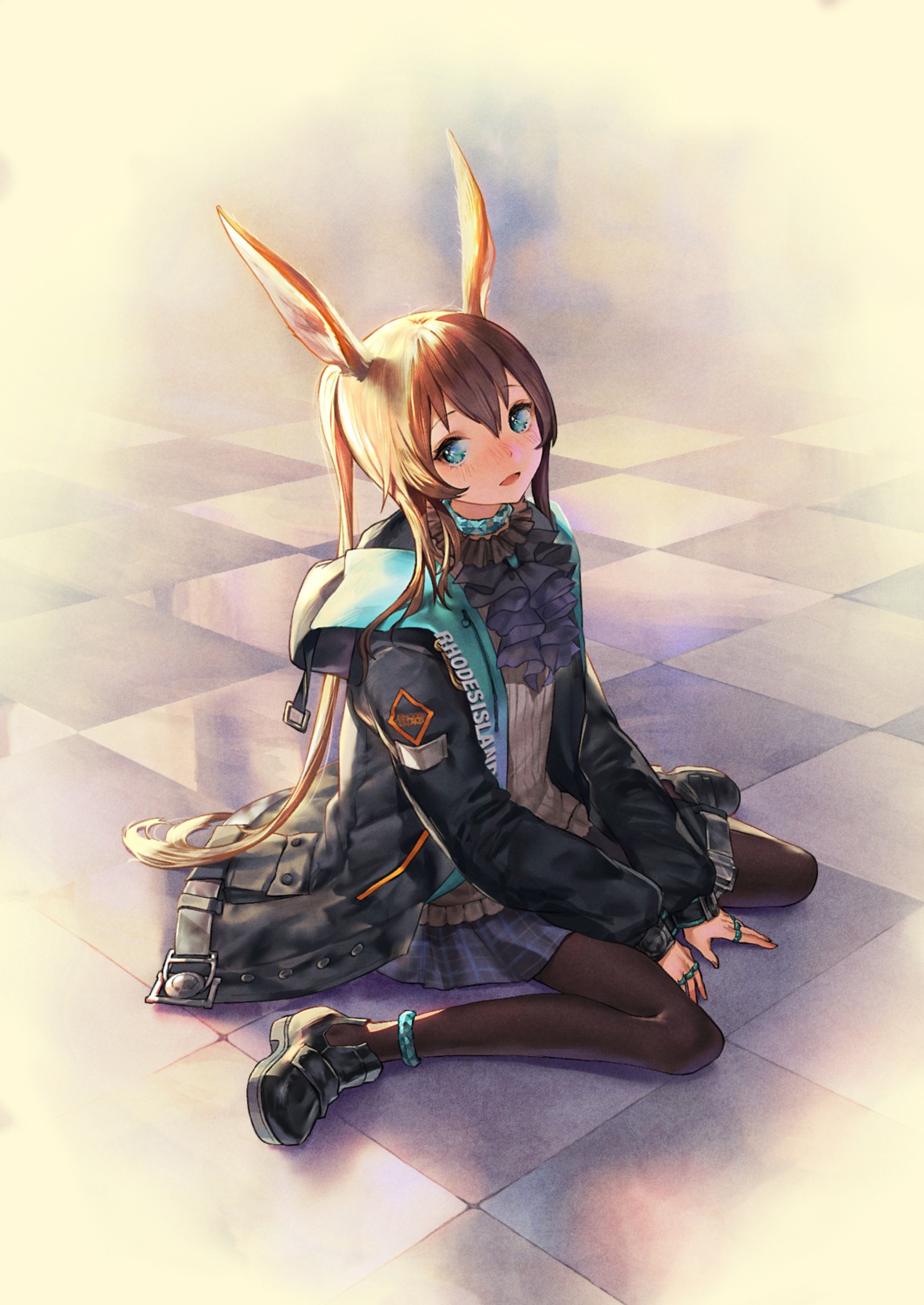 amiya_(arknights), animal_ears, arknights, bunny_ears, pantyhose, takenoko_(531)