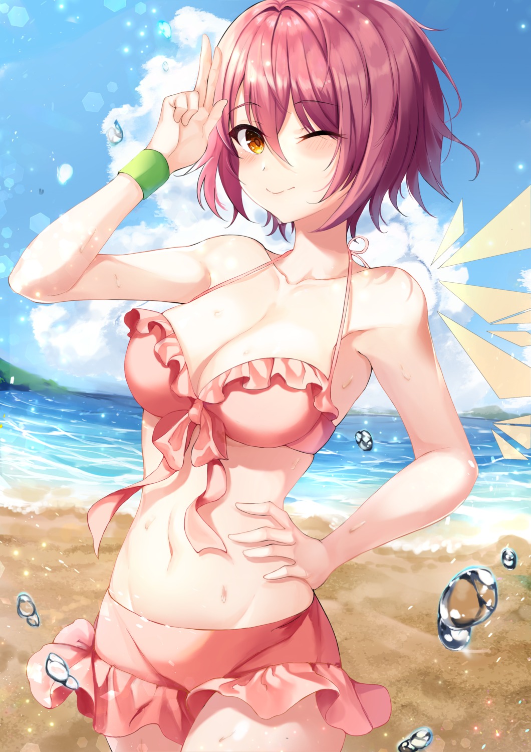 arknights, bikini, cleavage, exusiai_(arknights), nao_(okt8538), swimsuits, wings