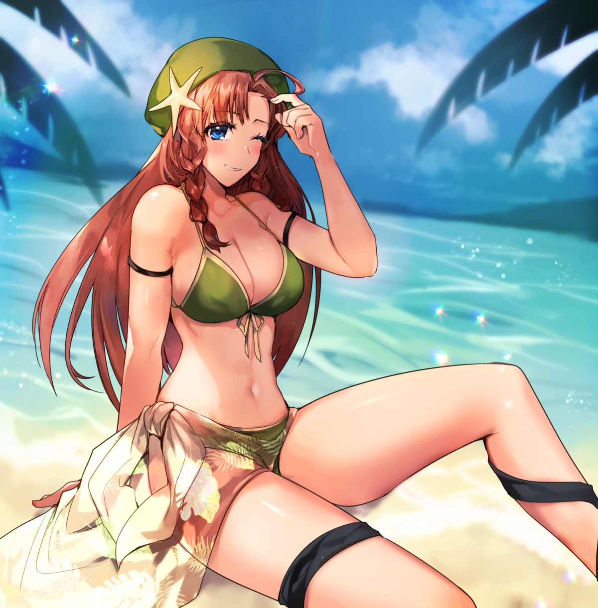 bikini, hong_meiling, nanase_chiori, see_through, skirt_lift, swimsuits, touhou