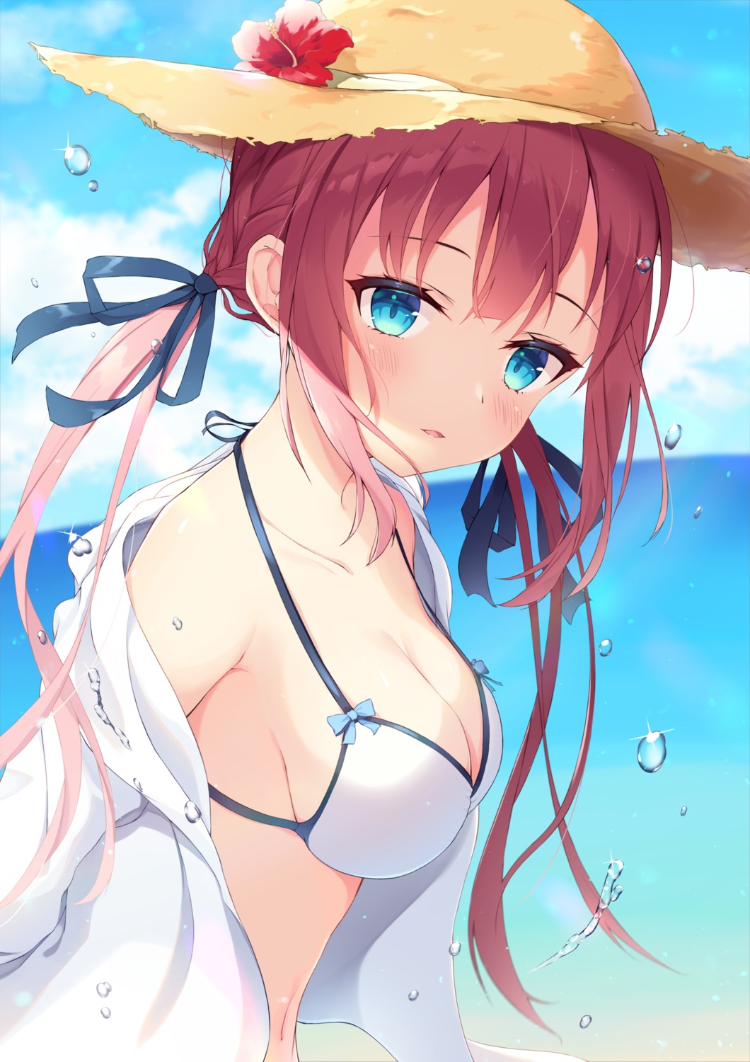 bikini_top, cleavage, open_shirt, swimsuits, yumenone_(conectarts)