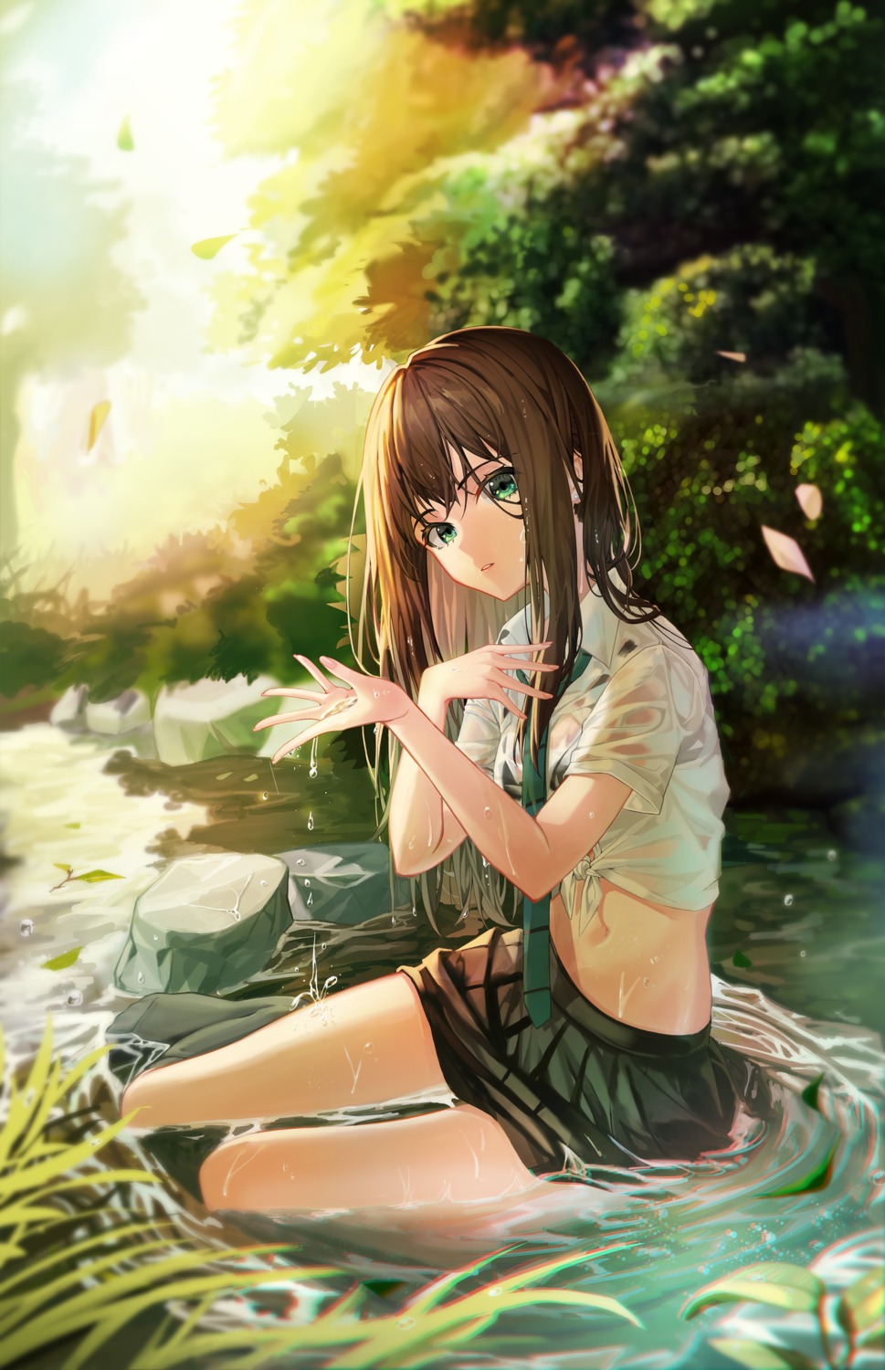 bra, mincho, see_through, seifuku, shibuya_rin, shirt_lift, skirt_lift, the_idolm@ster