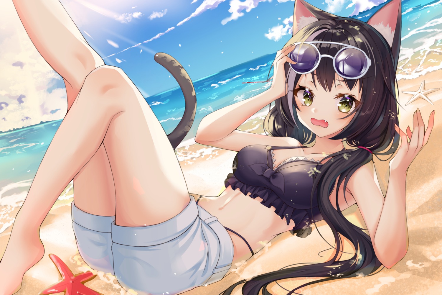 animal_ears, bikini, kaku_(walletbreaker), karyl_(princess_connect), megane, princess_connect!, princess_connect!_re:dive, swimsuits
