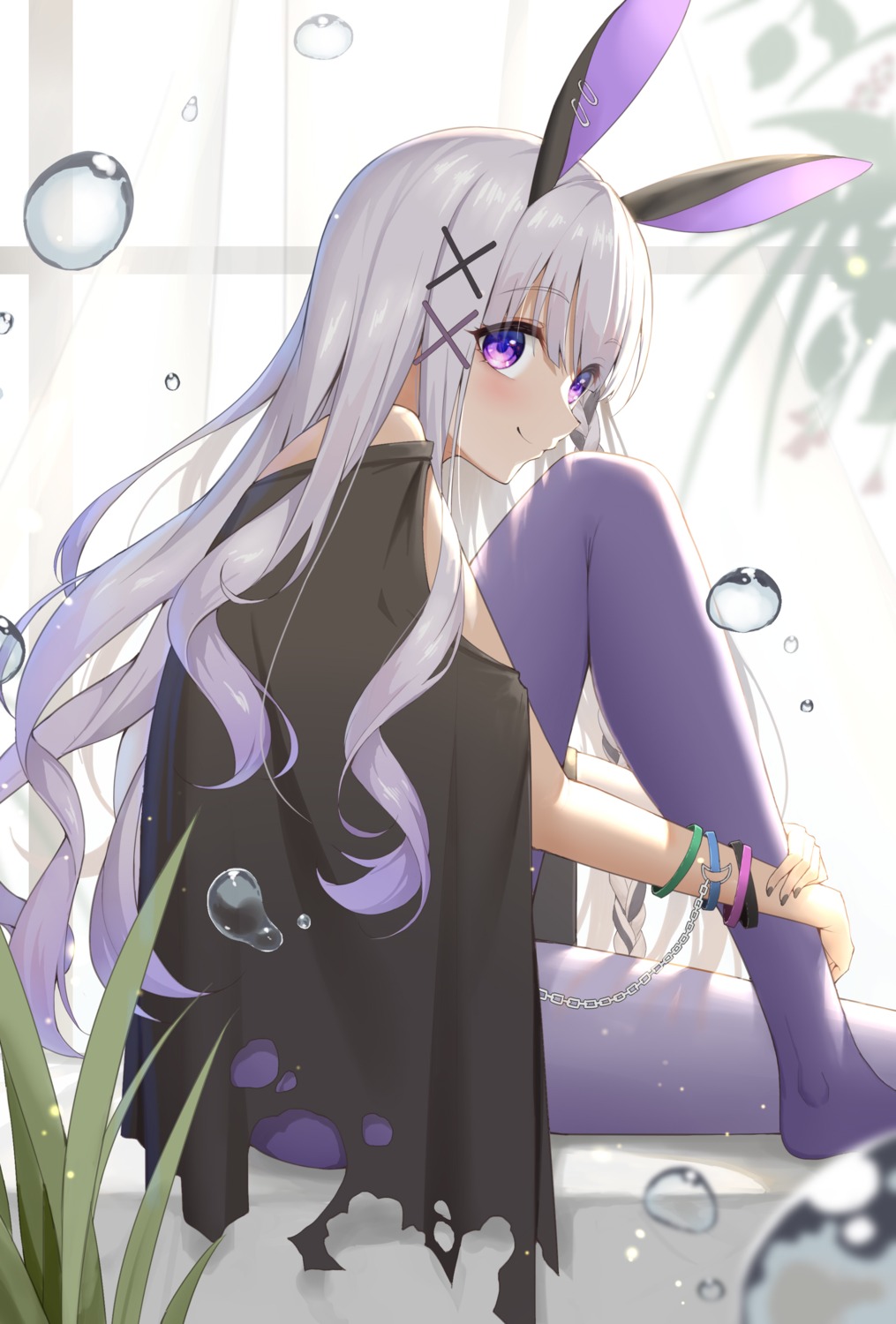 animal_ears, bunny_ears, hongye_feixue, pantyhose, torn_clothes