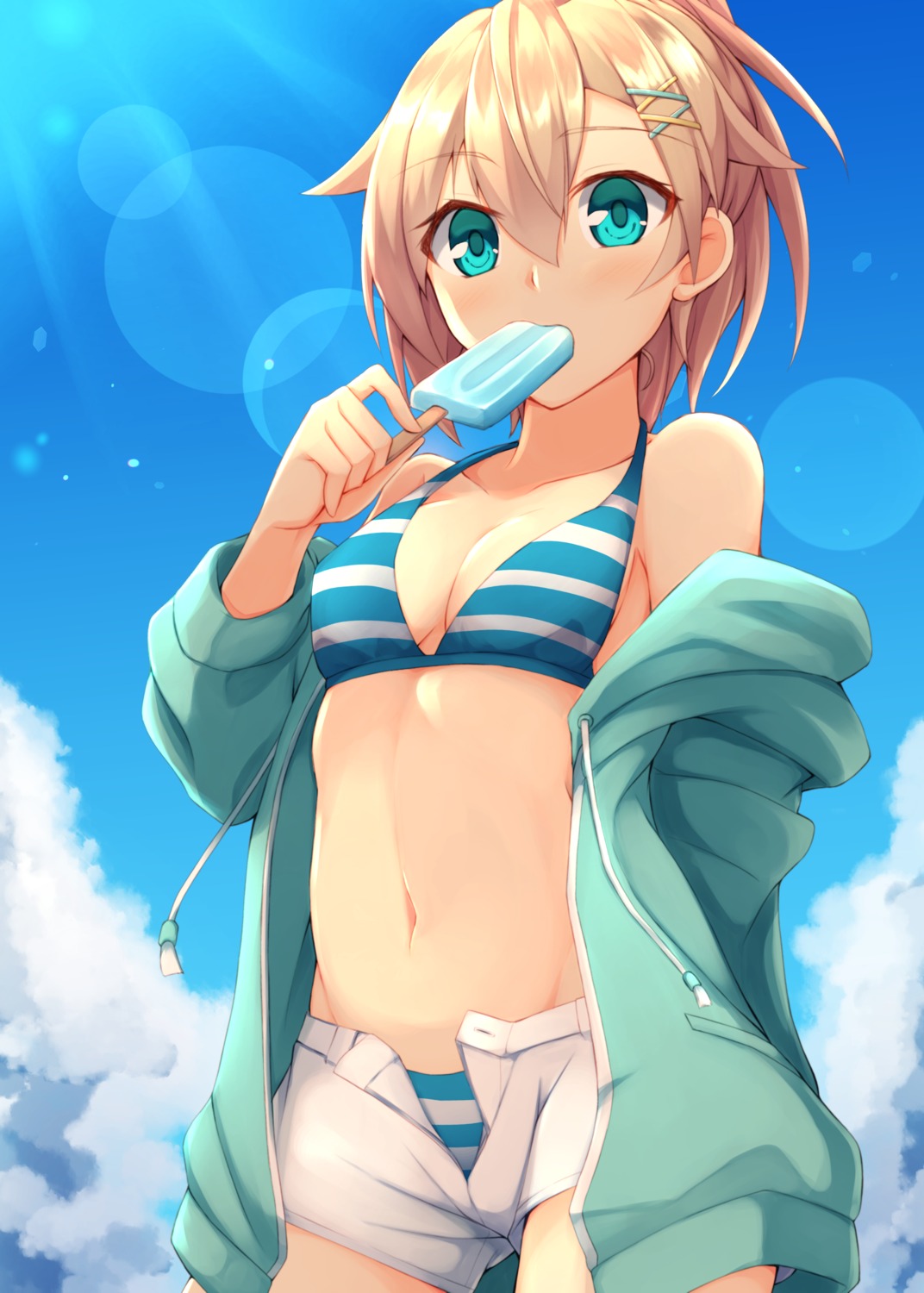 bikini, cleavage, kuzukiri_(riezenagel), open_shirt, swimsuits