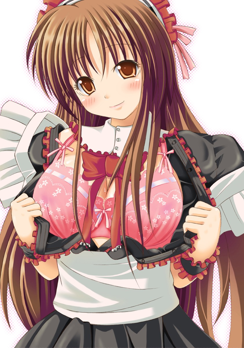 bra, maid, nukunuku_(hinataboltuko), open_shirt
