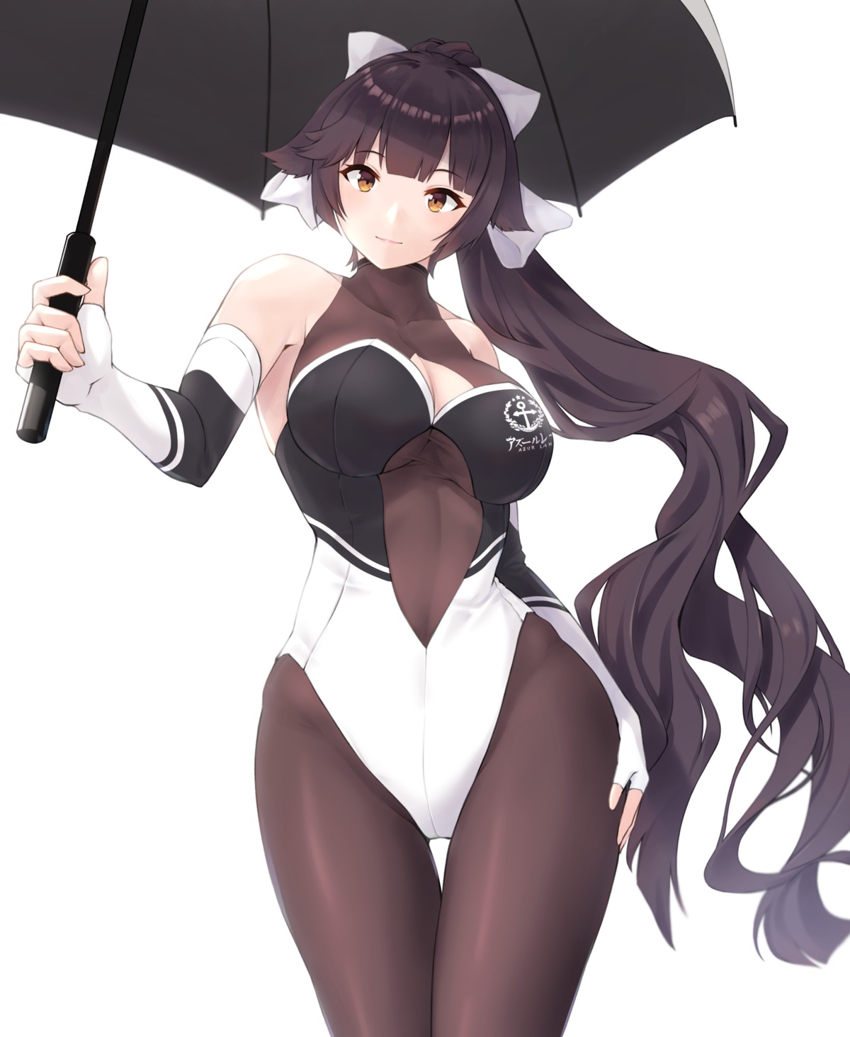 azur_lane, bodysuit, enchuu, takao_(azur_lane), umbrella