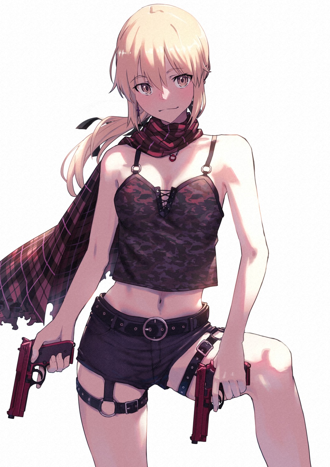 artoria_pendragon_(fate), artoria_pendragon_alter_(fate), cleavage, fate/grand_order, garter, gun, nakanishi_tatsuya