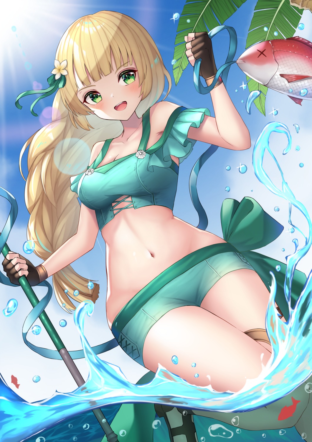 cleavage, fire_emblem, fire_emblem_three_houses, garter, hako_momiji, ingrid_(fire_emblem), weapon, wet