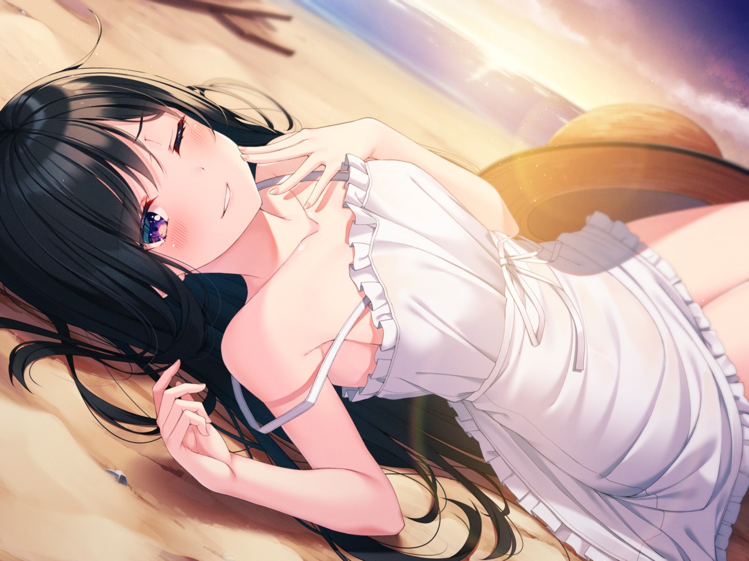 dress, no_bra, see_through, skirt_lift, summer_dress, yuuri_nayuta