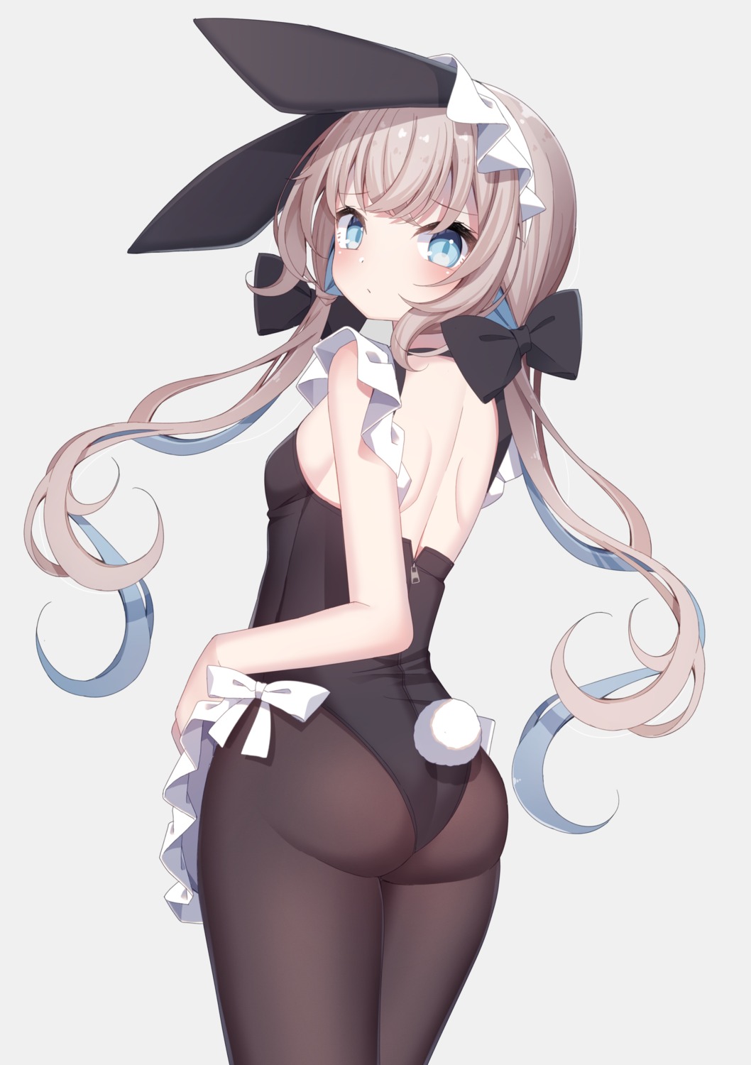 animal_ears, ass, bunny_ears, bunny_girl, no_bra, pantyhose, sapphire_(sapphire25252), tail