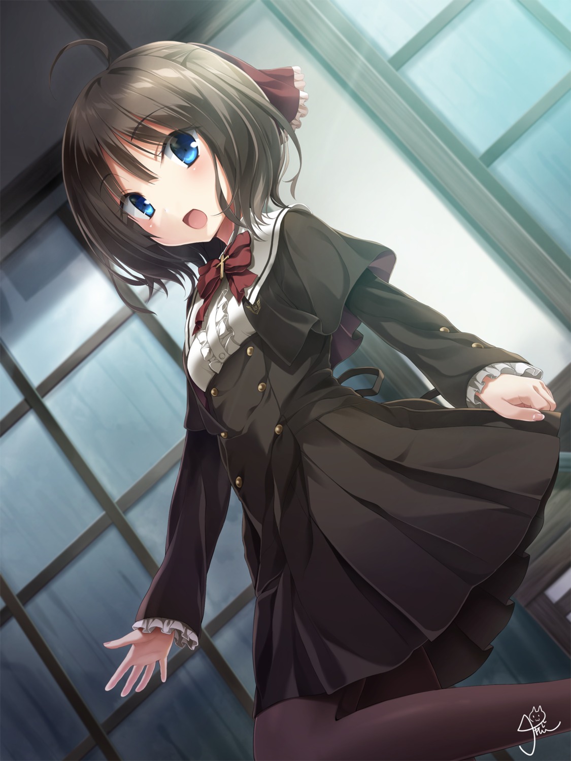 amatsutsumi, chaamii, minazuki_hotaru, pantyhose, seifuku, skirt_lift