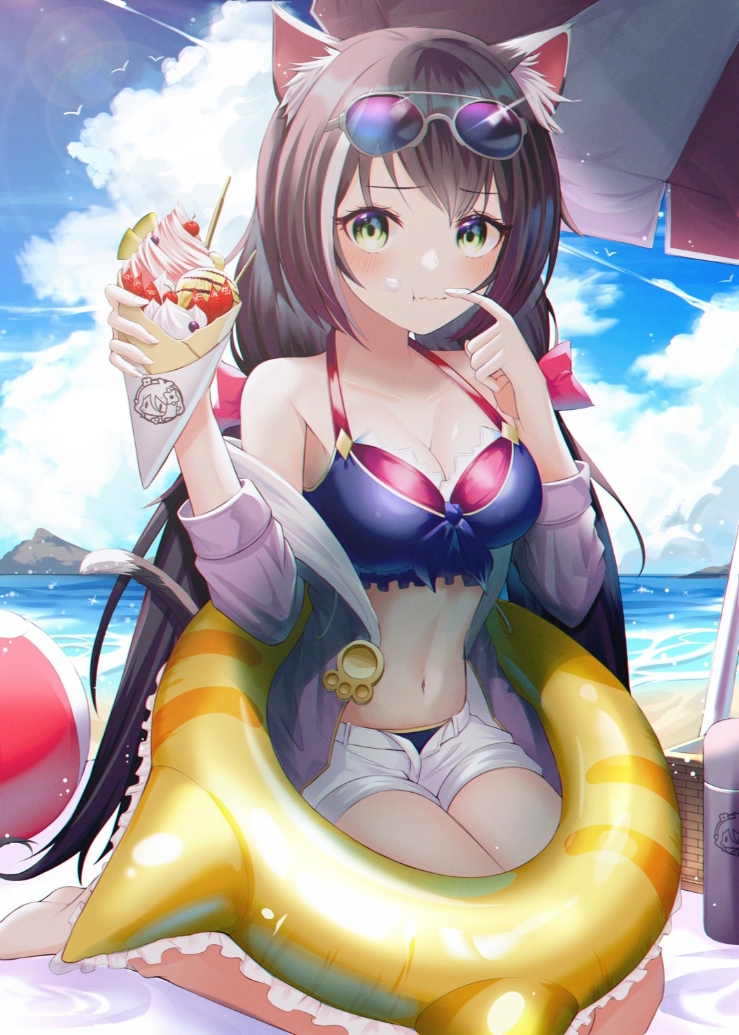 animal_ears, bexercube, cleavage, cream, karyl_(princess_connect), nekomimi, princess_connect!, princess_connect!_re:dive