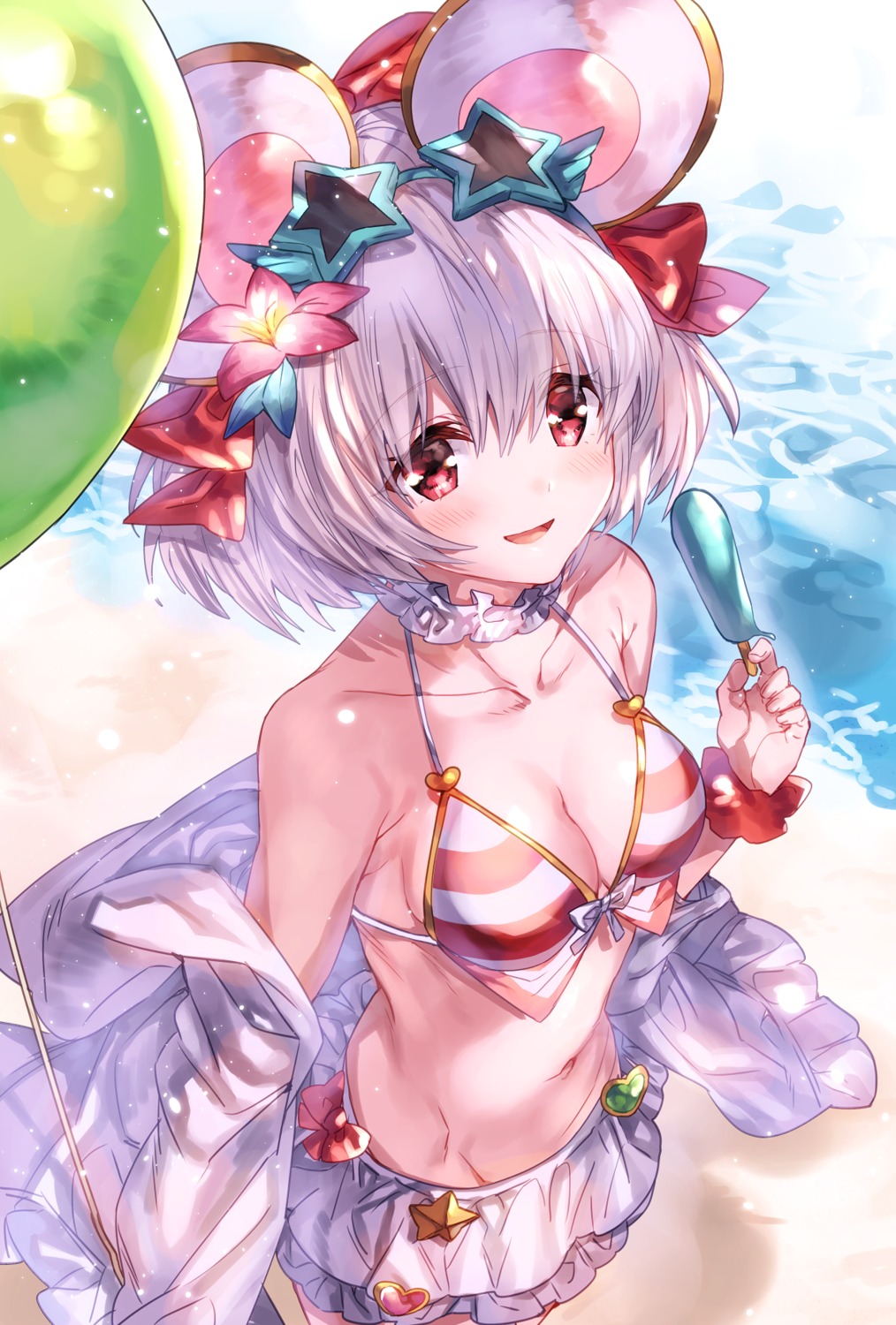 animal_ears, bikini, enoki_yukimi, granblue_fantasy, megane, open_shirt, swimsuits, vikala_(granblue_fantasy)