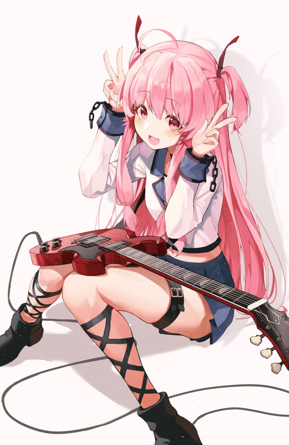 angel_beats!, garter, guitar, pro-p, seifuku, skirt_lift, yoshioka_yui