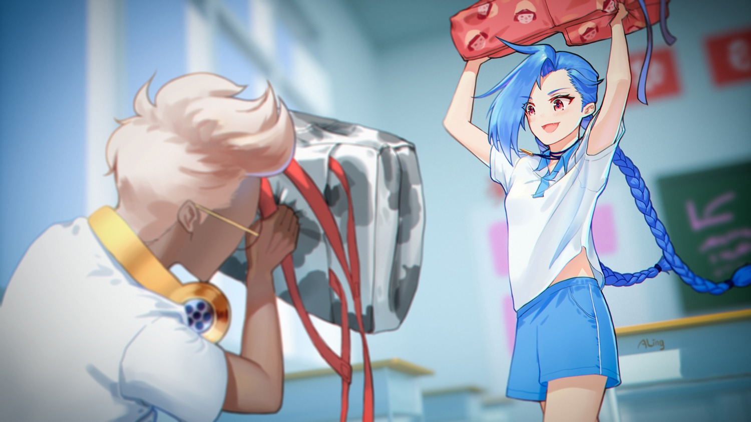 aling, gym_uniform, jinx, league_of_legends, megane