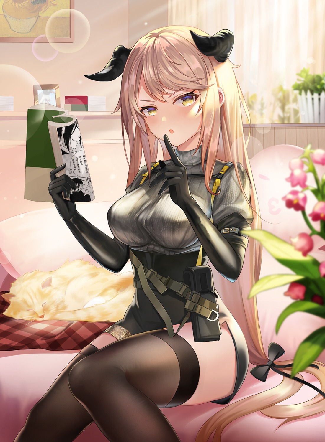arknights, horns, meteorite_(arknights), tagme, thighhighs