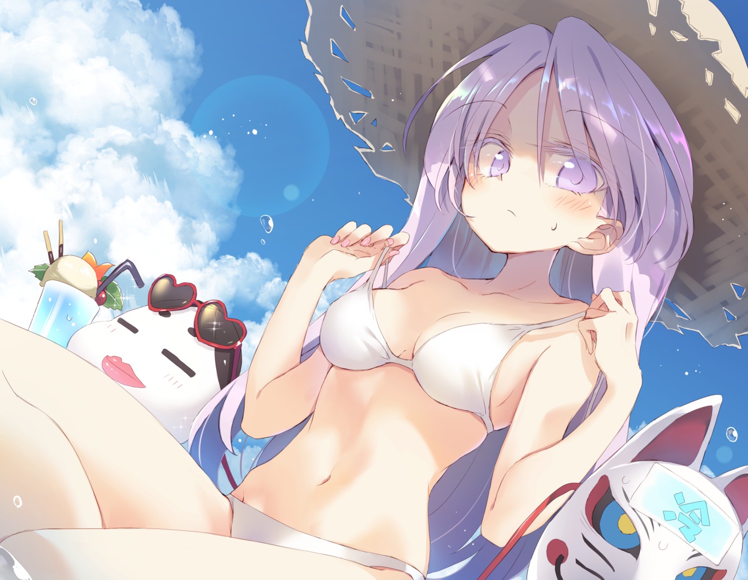bikini, hata_no_kokoro, megane, satou_kibi, swimsuits, touhou, undressing