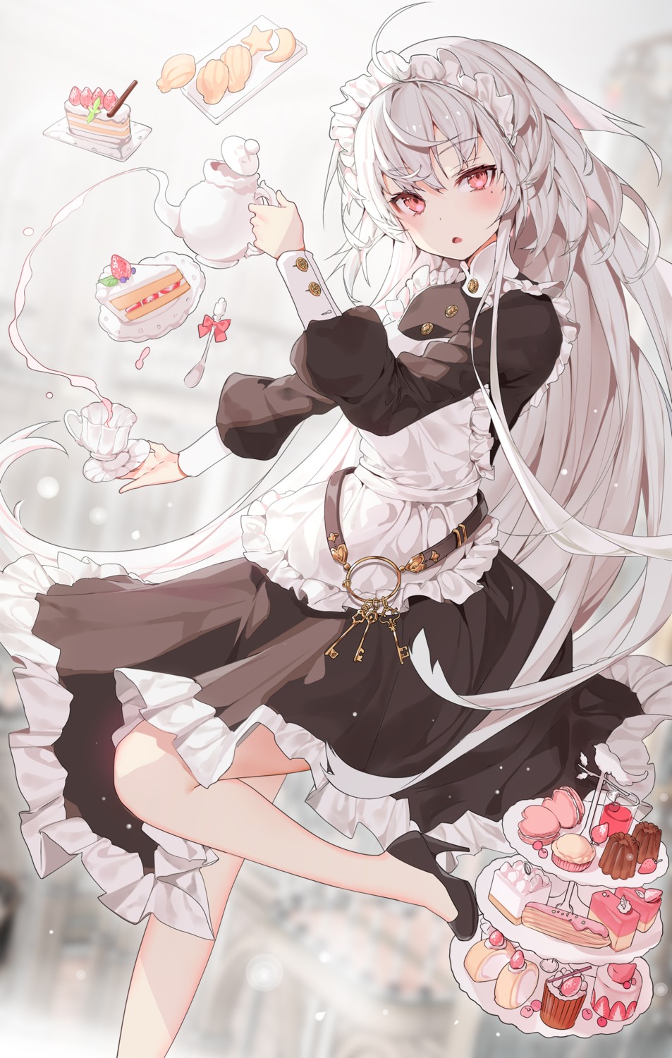 heels, maid, ronopu, skirt_lift