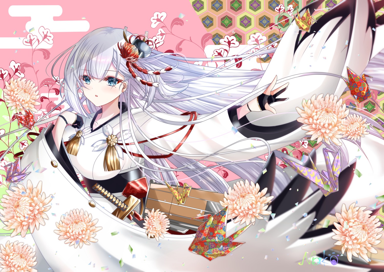 azur_lane, japanese_clothes, nakonya, shoukaku_(azur_lane), sword
