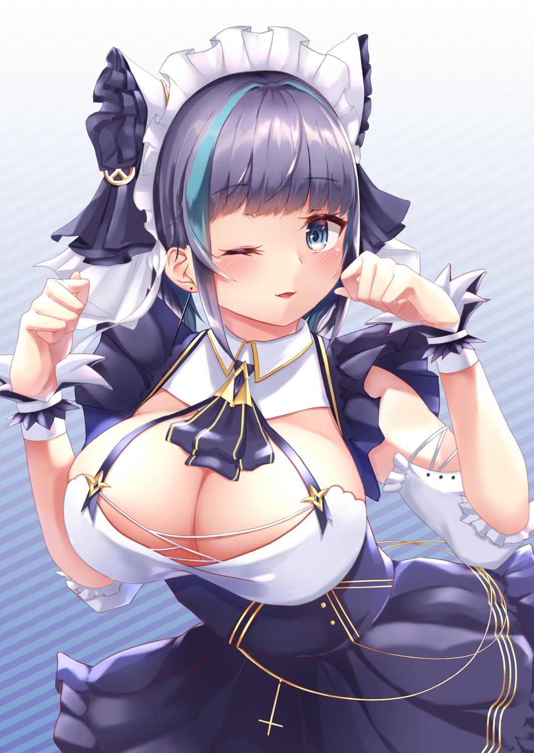 azur_lane, cheshire_(azur_lane), maid, miki_miki, no_bra