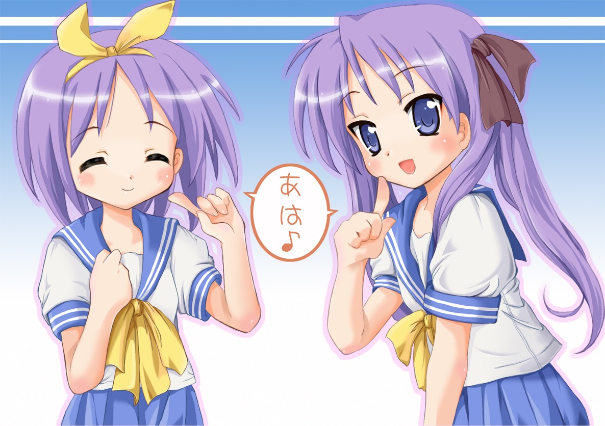 astral_trip, hiiragi_kagami, hiiragi_tsukasa, lucky_star, seifuku, tomusooya