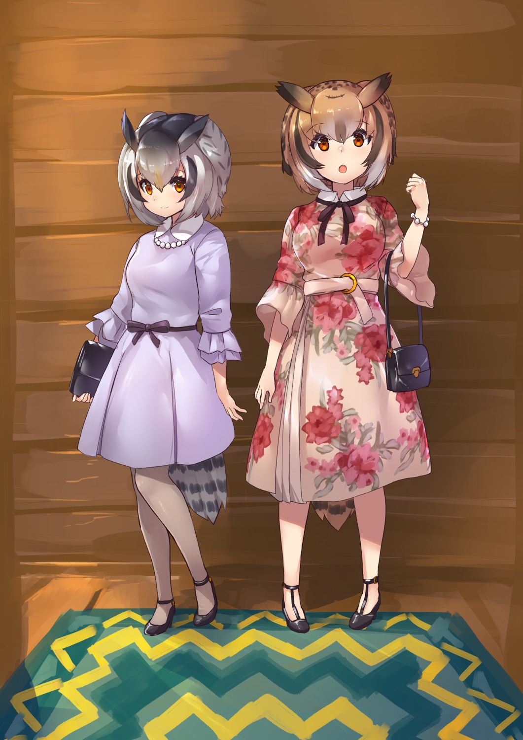 dress, eurasian_eagle_owl, heels, kemono_friends, northern_white-faced_owl, tadano_magu, tail