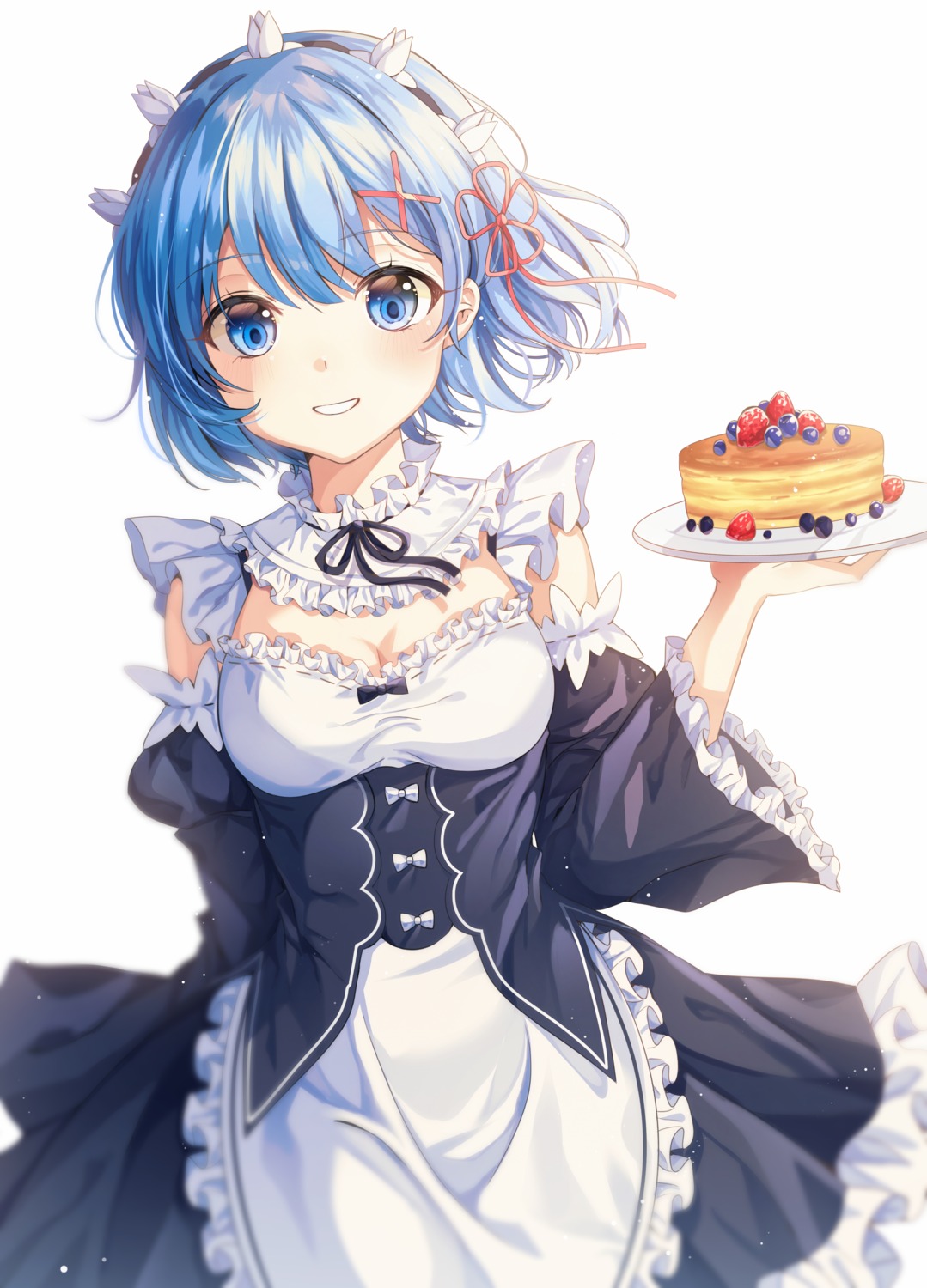 cleavage, maid, re:zero_kara_hajimeru_isekai_seikatsu, rem_(re_zero), tess_(88884)
