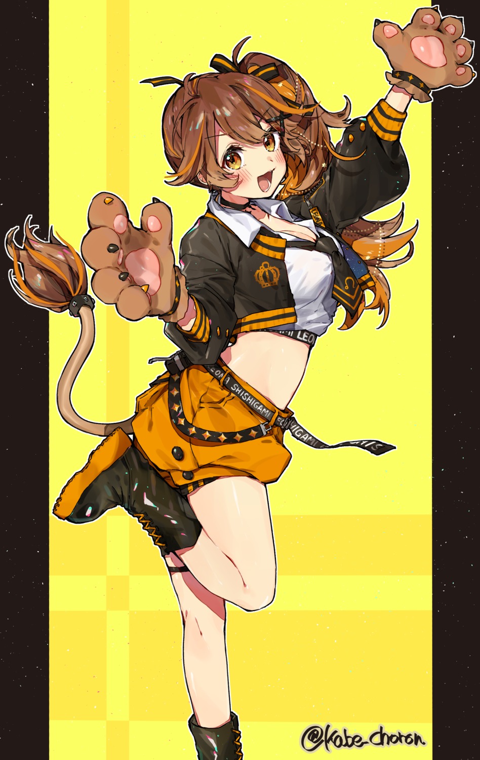 garter, idenshi_kumikae_(kabe_choron), leona_channel, shishigami_leona, tail