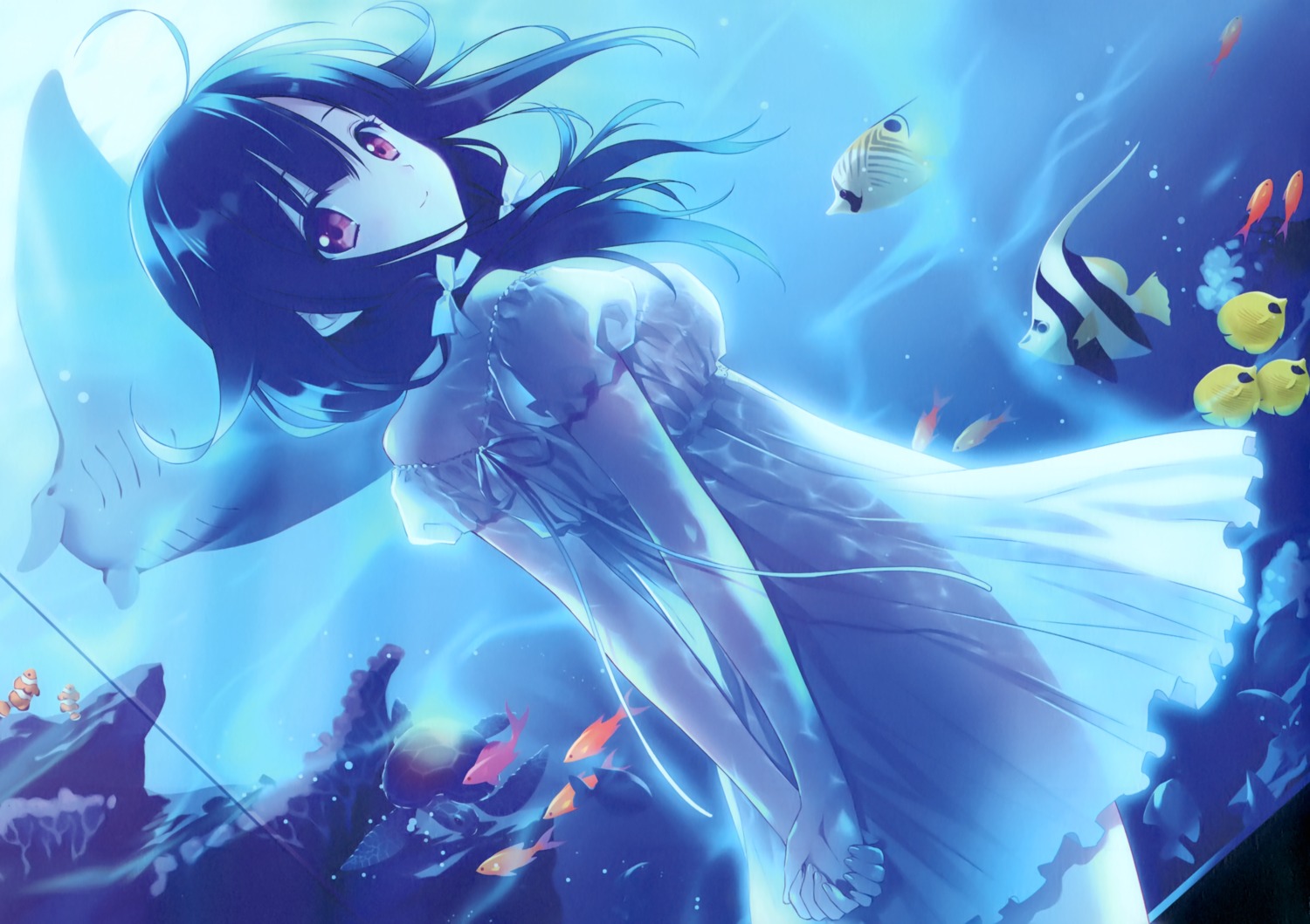 carnelian, dress, kantai_collection, no_bra, see_through, summer_dress, taigei_(kancolle)