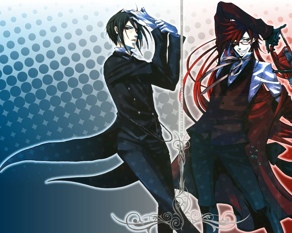 grell_sutcliff, kuroshitsuji, male, megane, sebastian_michaelis, toboso_yana, wallpaper