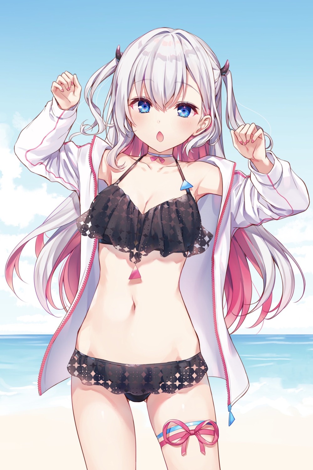 avatar_2.0_project, bikini, garter, komeshiro_kasu, musubime_yui, open_shirt, swimsuits