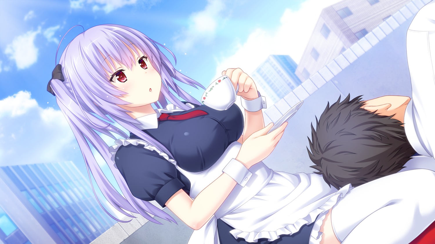game_cg, maid, nekonyan, prekano, thighhighs, tonari_ni_kanojo_no_iru_shiawase_~summer_surprise~, uryuu_koume