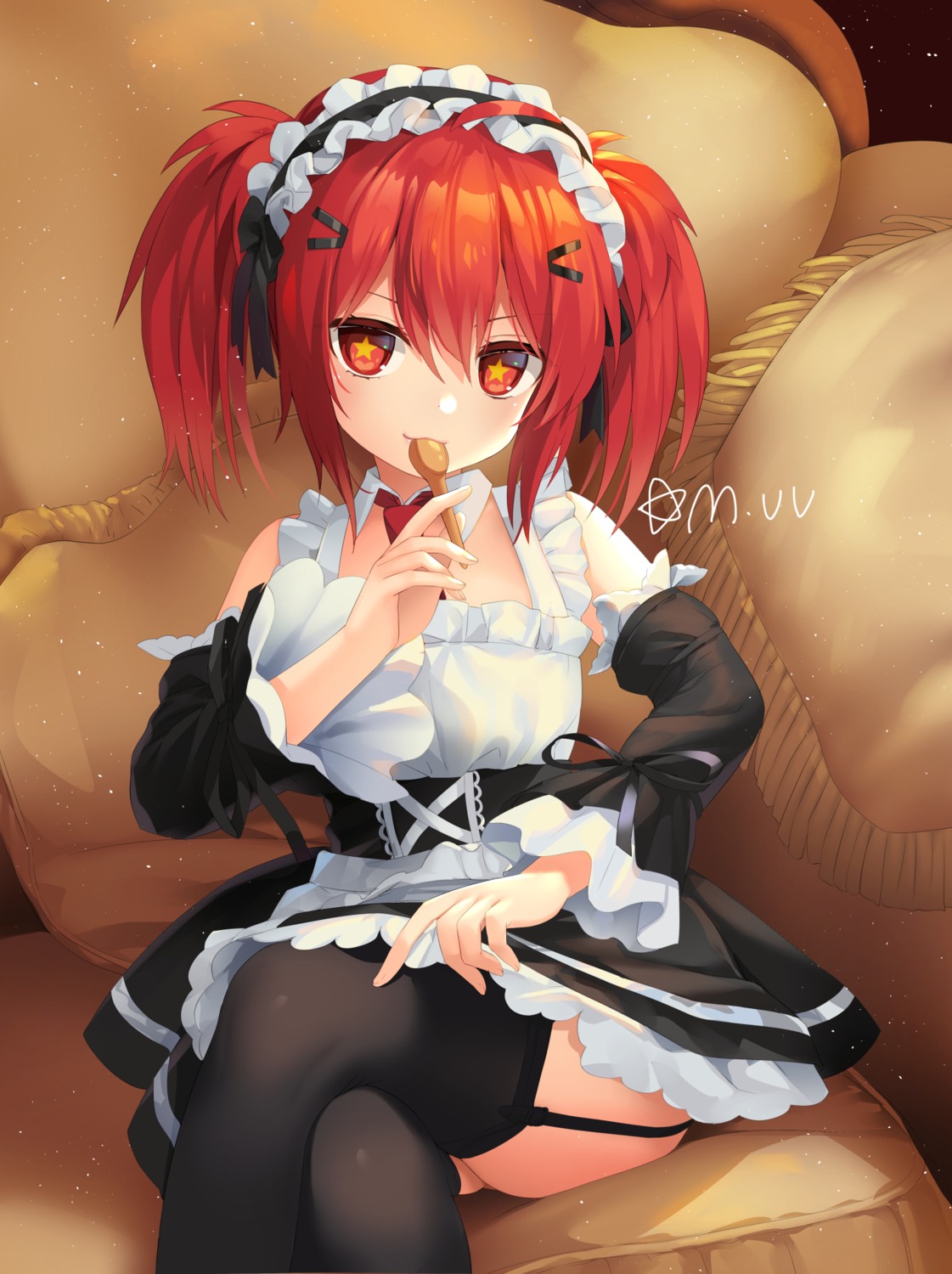 m.vv, maid, skirt_lift, stockings, thighhighs, vivian_(mvv)