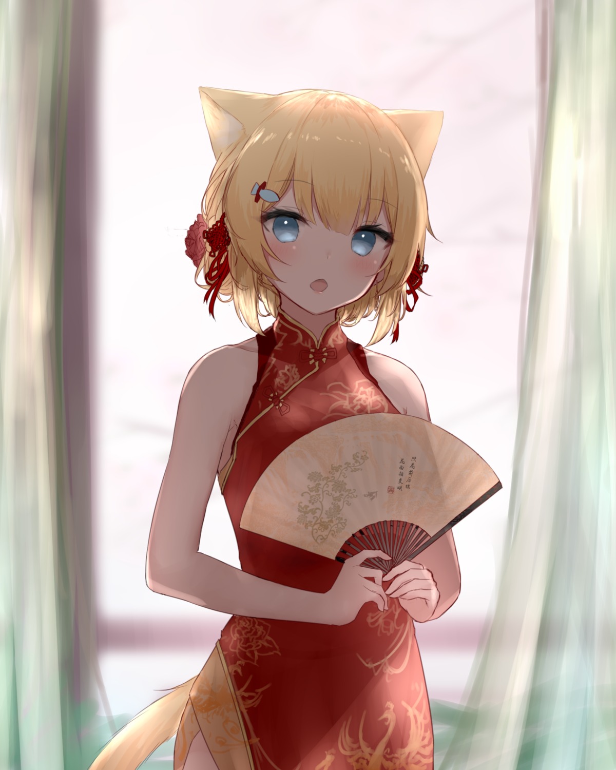 animal_ears, chinadress, guo582, hanazono_serena, indie_virtual_youtuber, nekomimi, tail