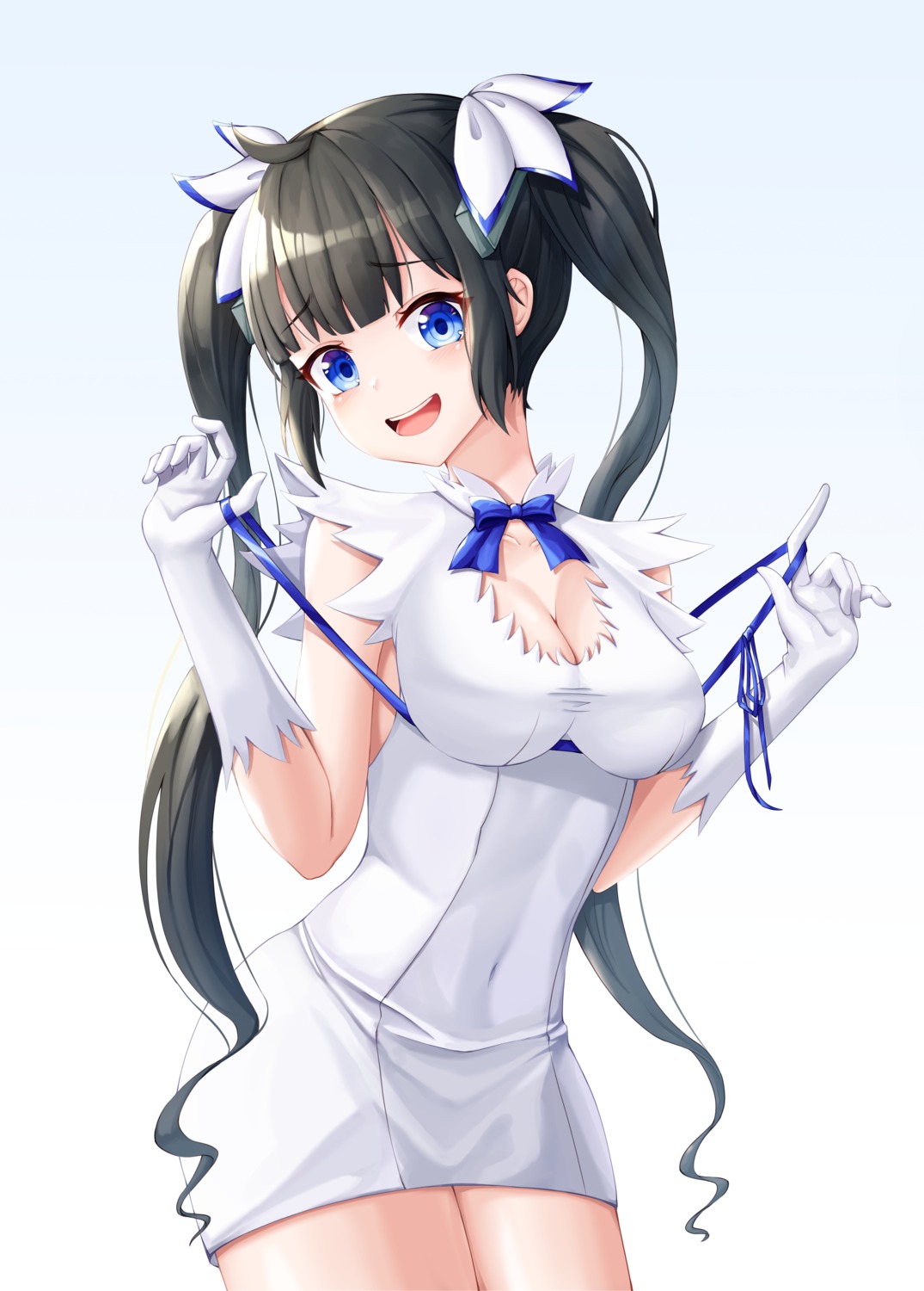 cleavage, dress, dungeon_ni_deai_wo_motomeru_no_wa_machigatteiru_darou_ka, hestia_(danmachi), ryon_y0421