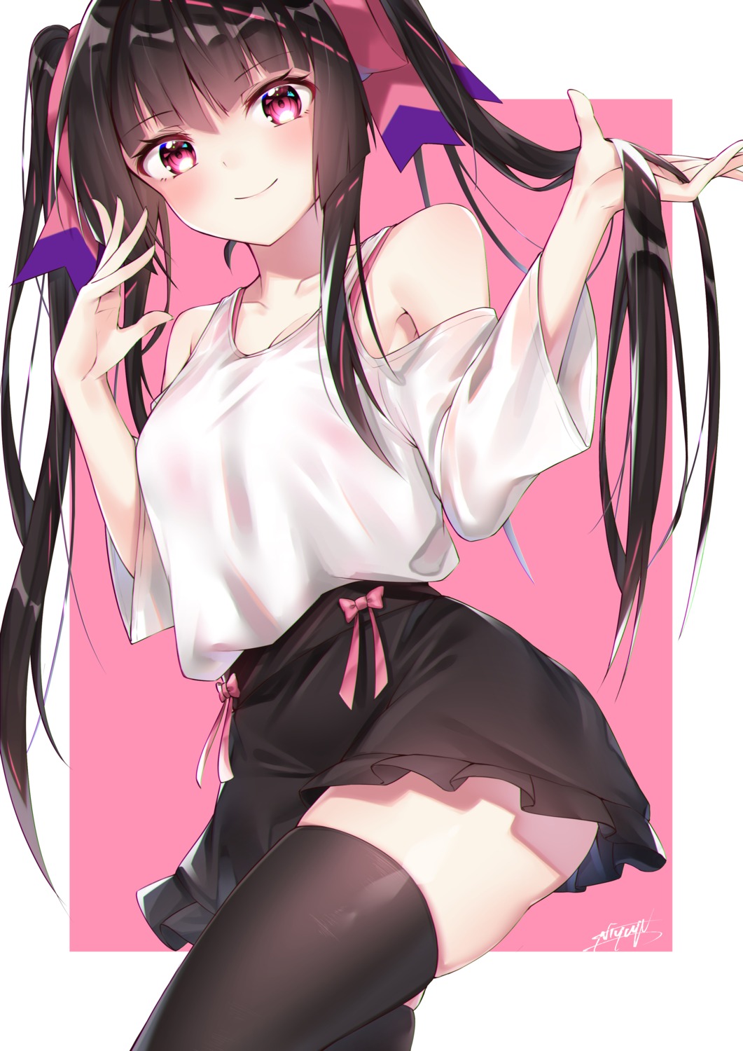 bra, cleavage, niyun_(n_niyu), see_through, senki_zesshou_symphogear, skirt_lift, thighhighs, tsukuyomi_shirabe