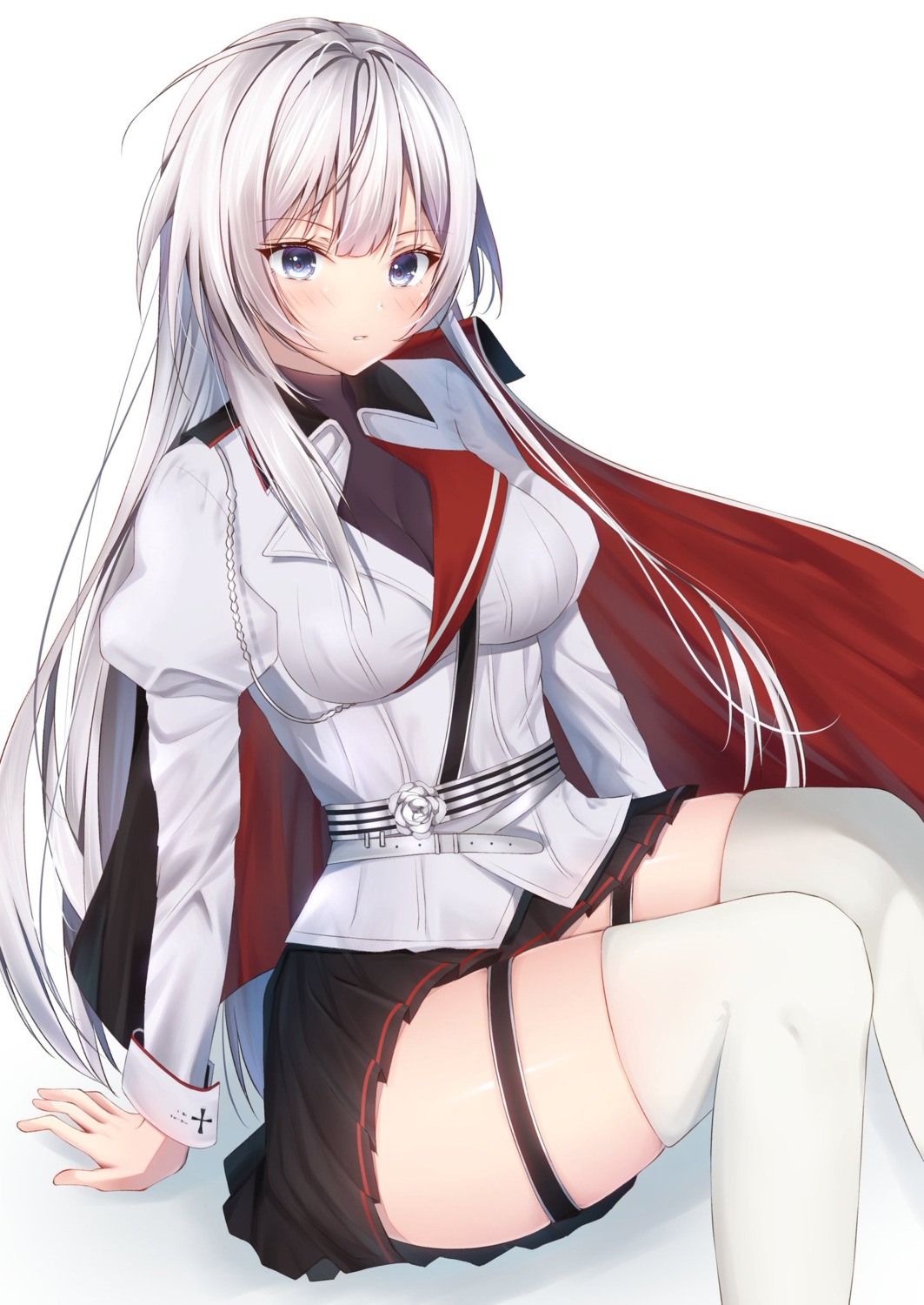 ayakura_maki, azur_lane, garter, mainz_(azur_lane), skirt_lift, thighhighs, uniform