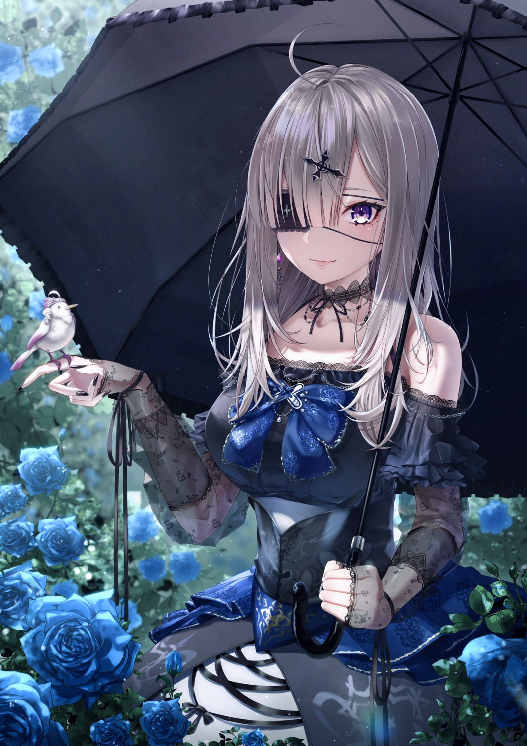 eyepatch, lolita_fashion, momonoko_noko, nijisanji, see_through, sukoya_kana, umbrella