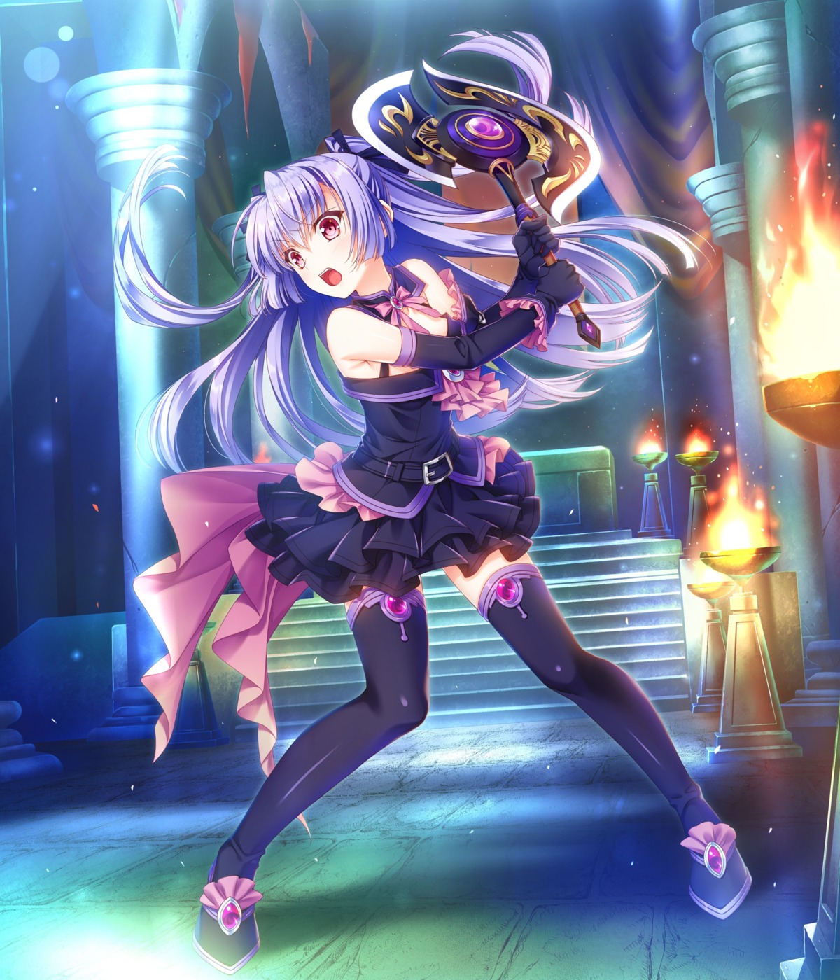 game_cg, giga_team_baldrhead, lugh_belflare, senkou_no_clarias, skirt_lift, suzuhira_hiro, thighhighs, weapon