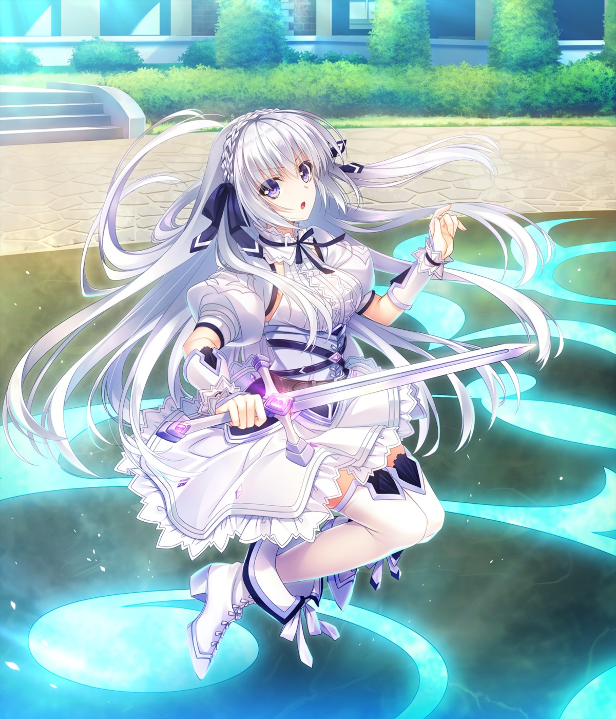armor, game_cg, giga_team_baldrhead, heels, senkou_no_clarias, shelly_linestad, skirt_lift, suzuhira_hiro, sword, thighhighs