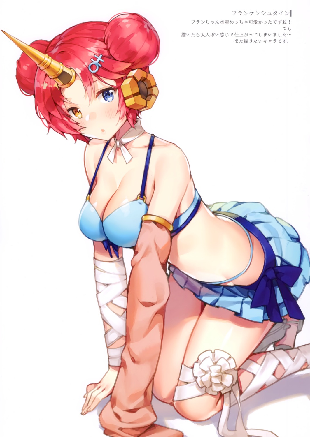 ayamy, bandages, bikini, fate/grand_order, frankenstein's_monster_(fate), garter, hachigo, heterochromia