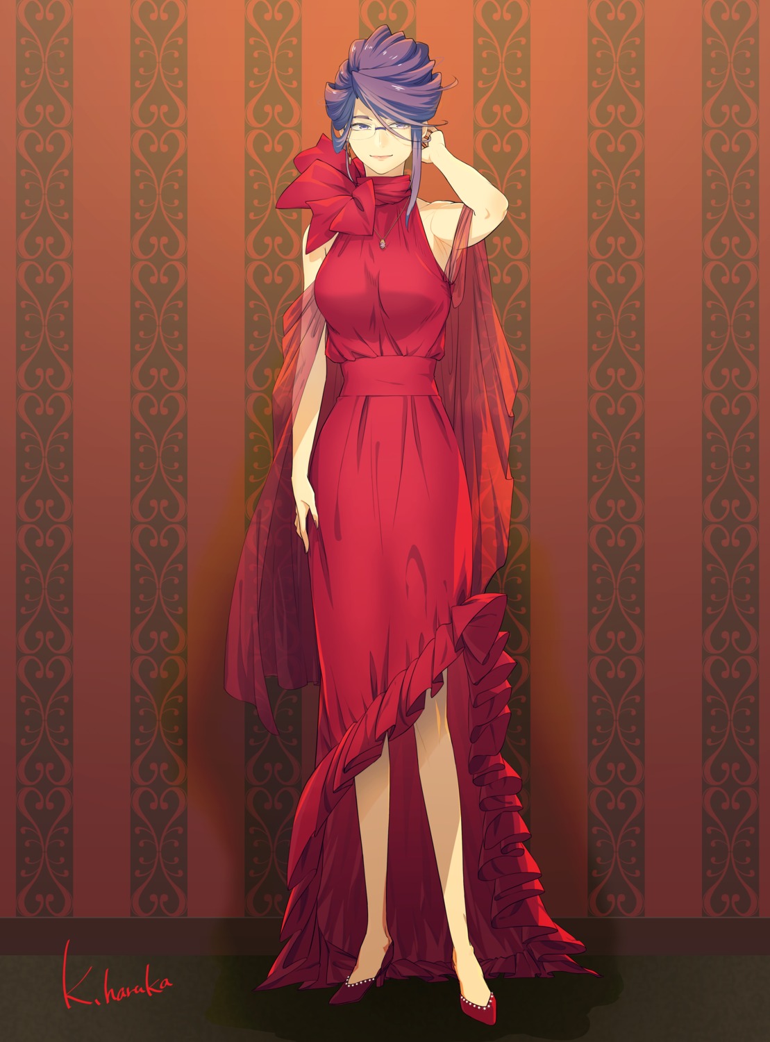 dress, heels, kamishiro_rize, kazamidori_haruka, megane, tokyo_ghoul