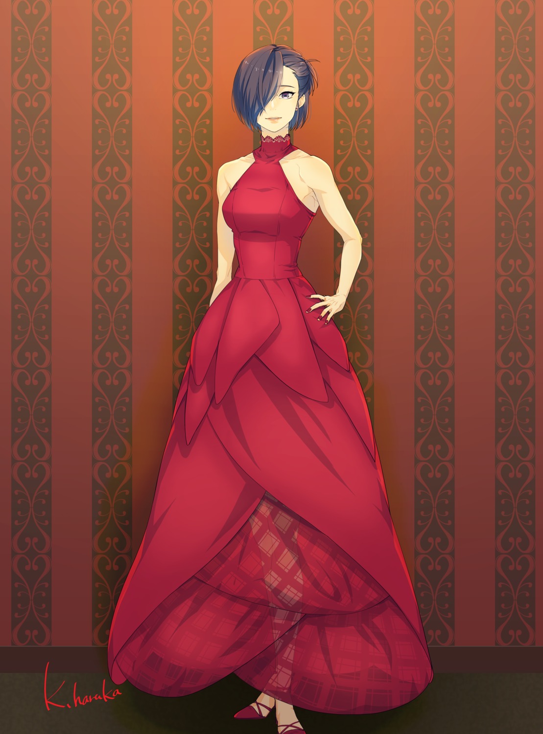 dress, heels, kazamidori_haruka, kirishima_touka, see_through, tokyo_ghoul