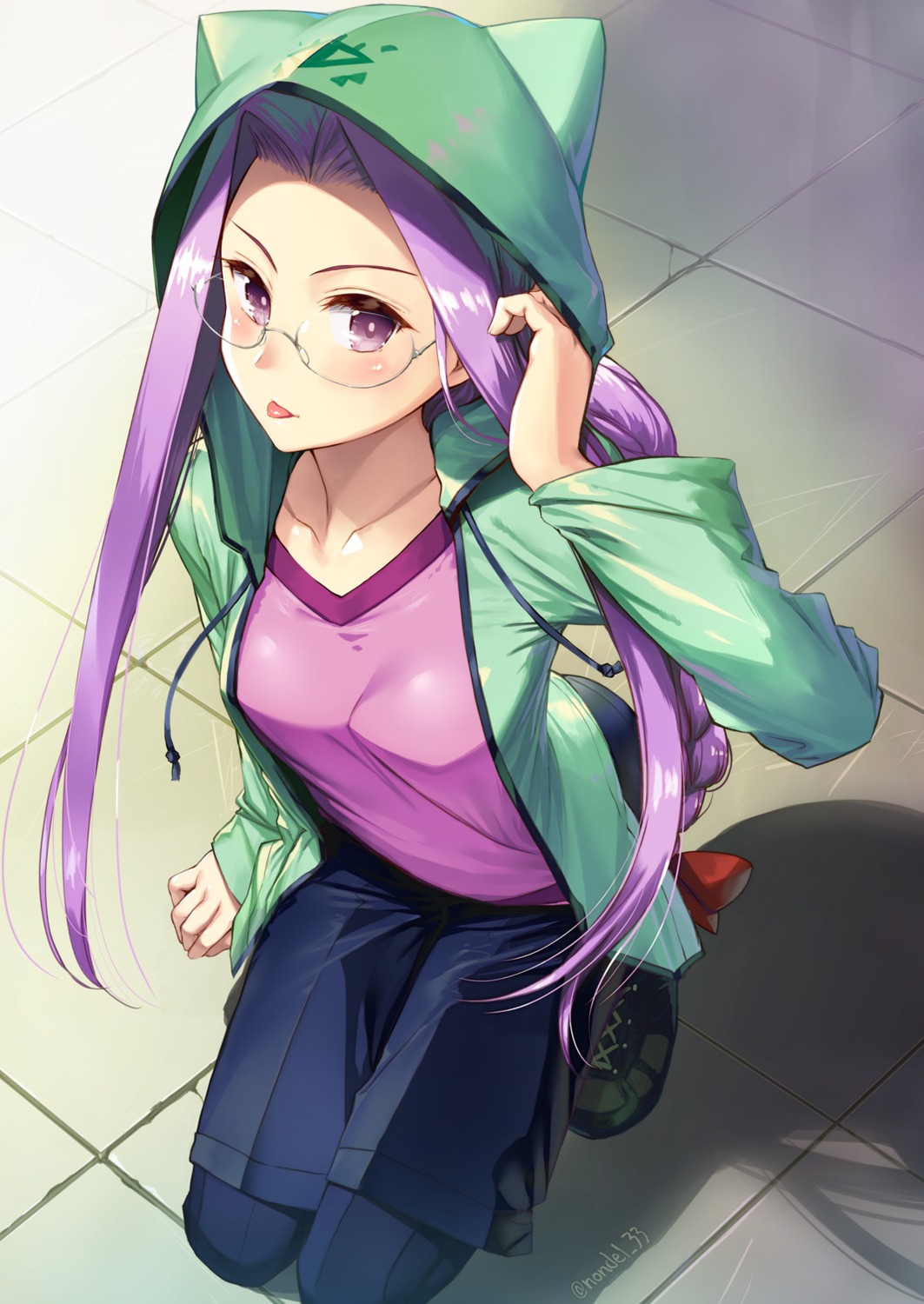 fate/grand_order, medusa_(fate), megane, nonderi, pantyhose